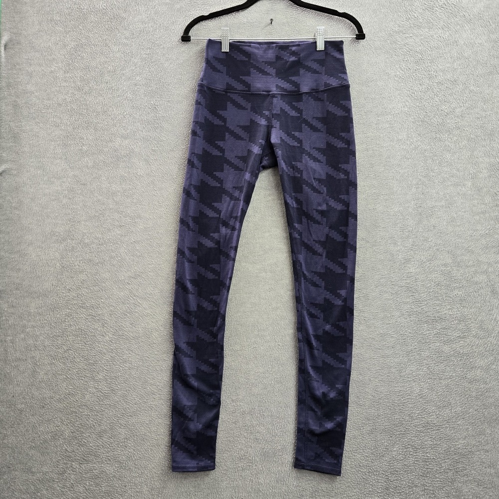 Alo Women Activewear Pants‎ M Blue Houndstooth Legging High Waist Airbrush Yoga